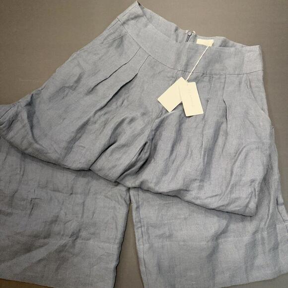 Flannel Brand Lightweight Organic Quiet Luxury Lined Wide Leg Slate Gray Pants 2 - Picture 4 of 15